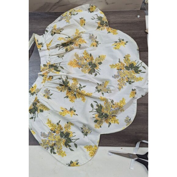 Vintage 1950s Floral Half Apron Yellow  Cotton Retro Kitchenware - Picture 3 of 8